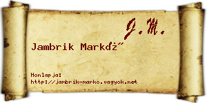Jambrik Markó névjegykártya